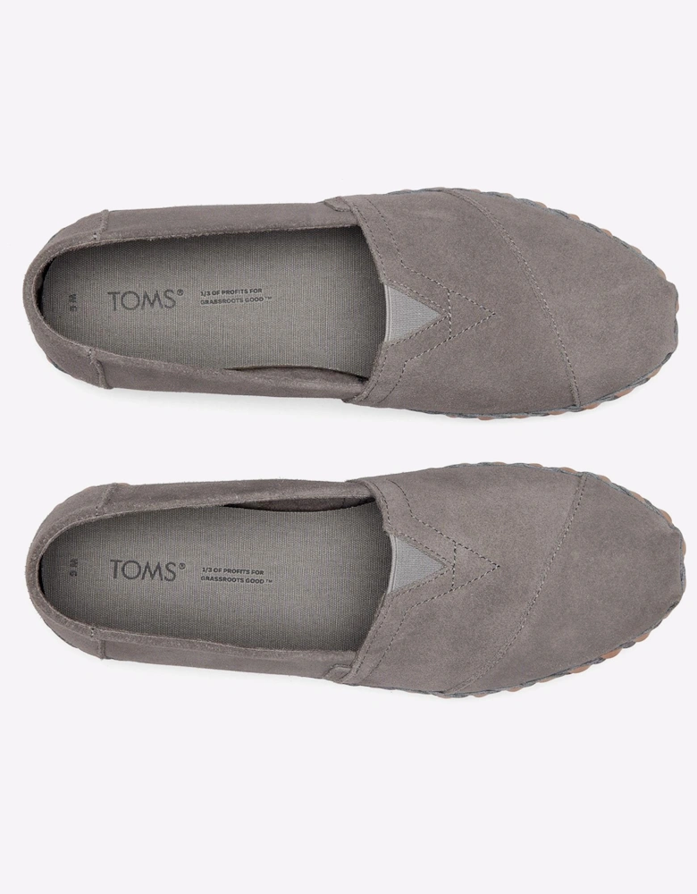 Toms Alpargata Leather Womens Shoes Grey