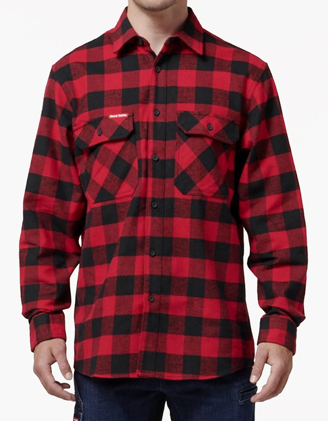 Men's Hard Yakka Long Sleeve Flannel Shirt Mens Red - Size: UK xl