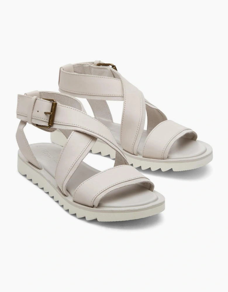 Toms Sidney Tread Leather Womens Sandals Putty