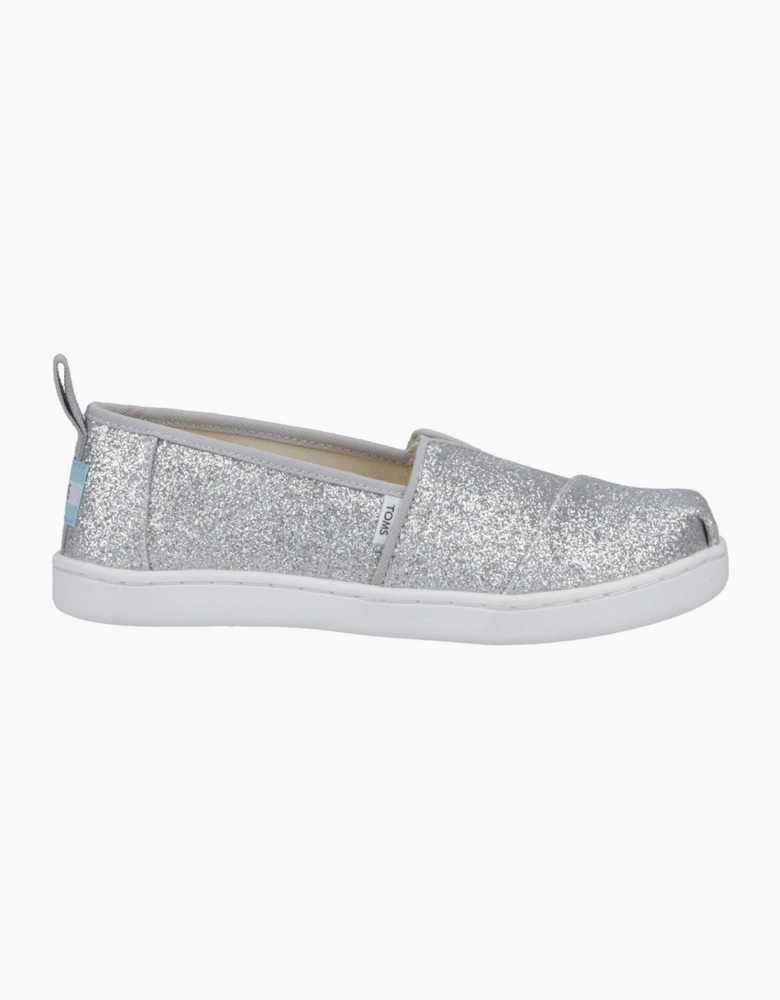 Toms Alpargata Junior Girls Slip On Shoe Silver