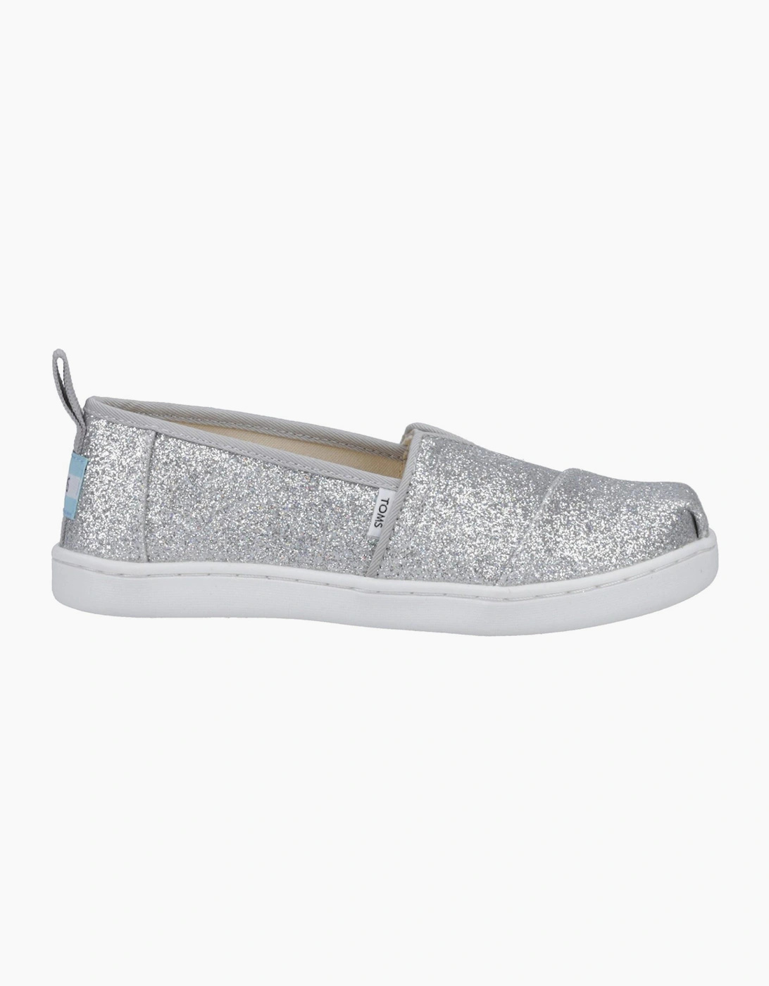 Toms Alpargata Junior Girls Slip On Shoe Silver