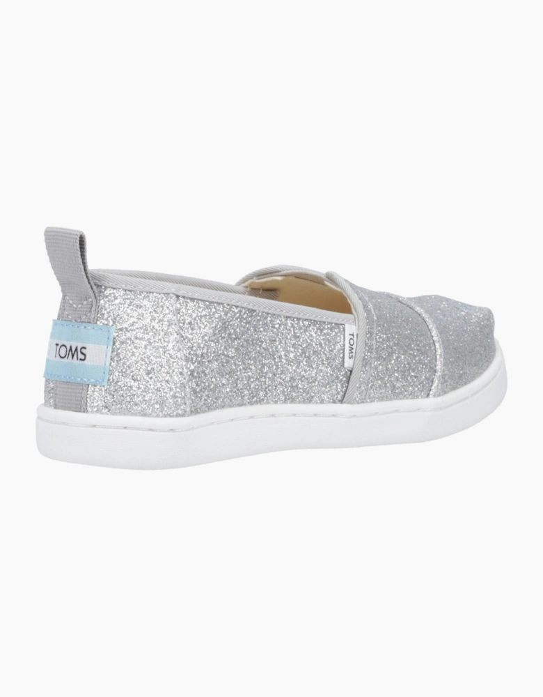 Toms Alpargata Junior Girls Slip On Shoe Silver