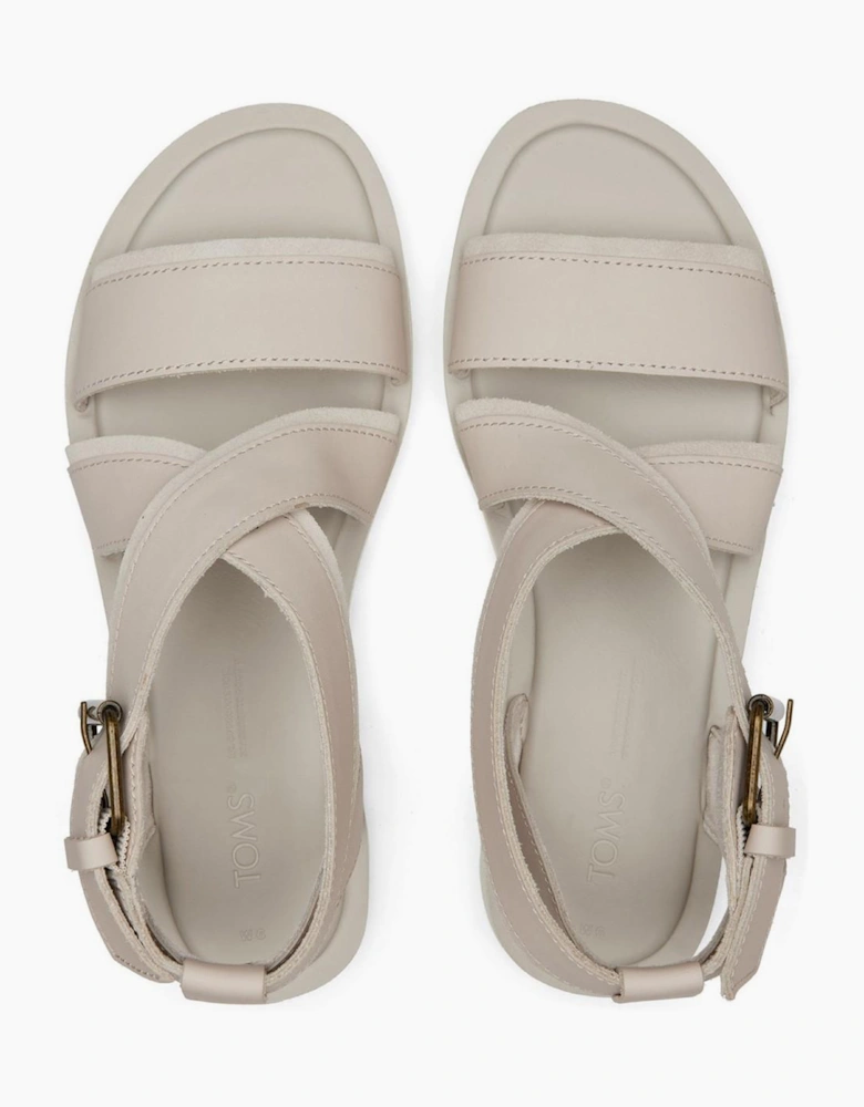 Toms Sidney Tread Leather Womens Sandals Putty