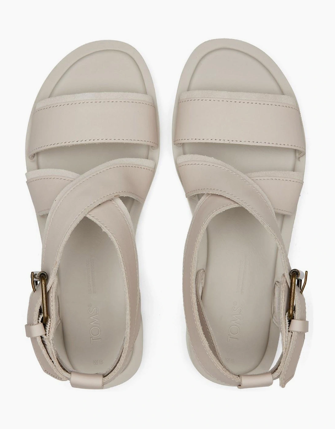 Toms Sidney Tread Leather Womens Sandals Putty