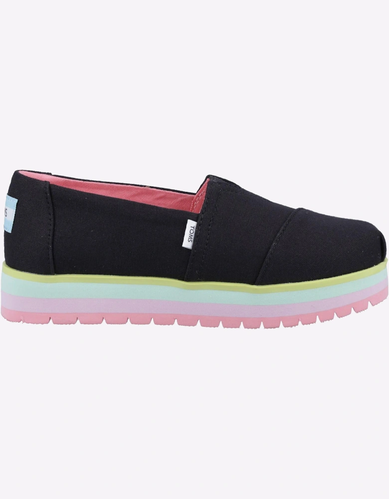 Toms Alpargata Platform Shoe Junior Girls Black / Multicolour