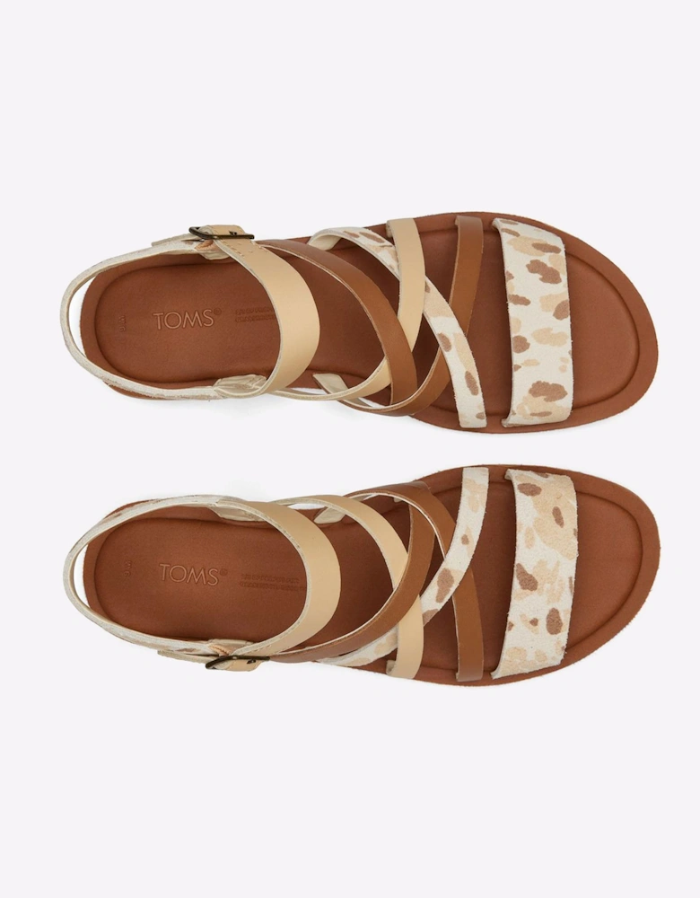 Toms Sephina Leather Womens Sandals Beige