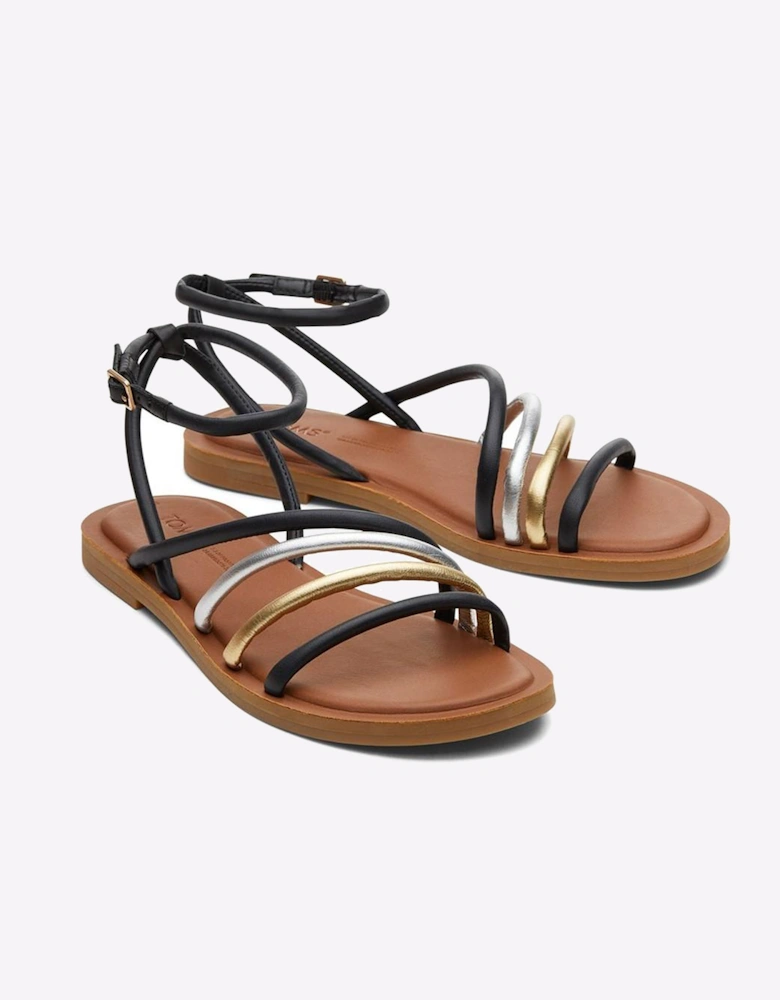 Toms Willa Leather Womens Sandals Black Multi