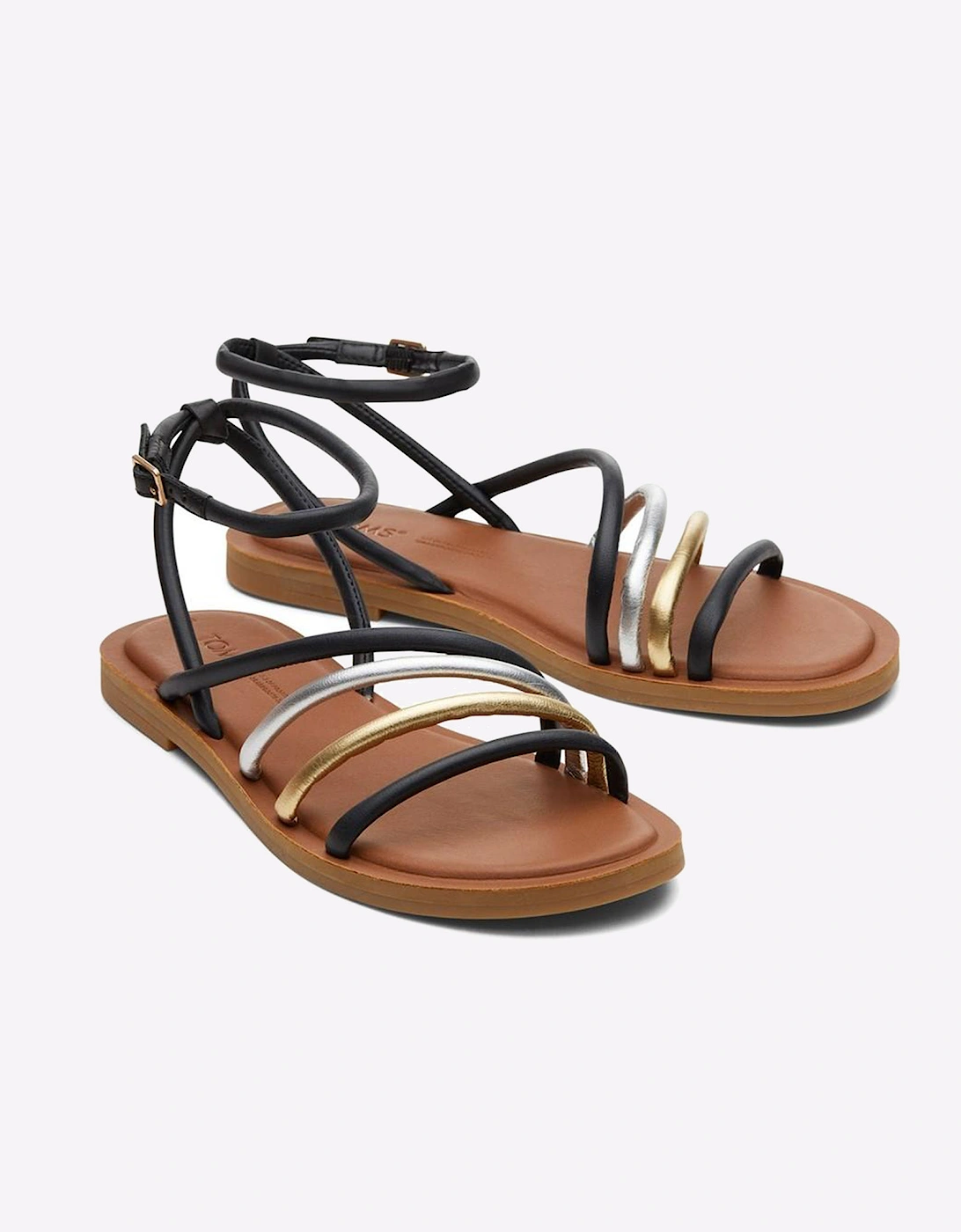 Toms Willa Leather Womens Sandals Black Multi