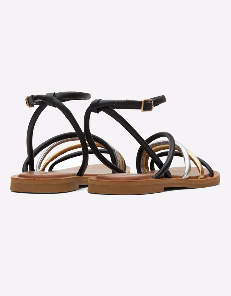 Toms Willa Leather Womens Sandals Black Multi