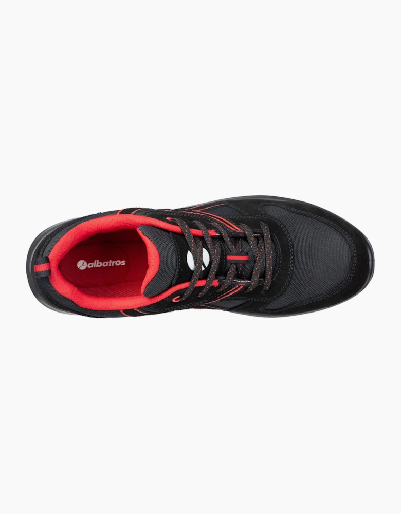 Albatros Clifton Safety Trainers Mens Black/Red