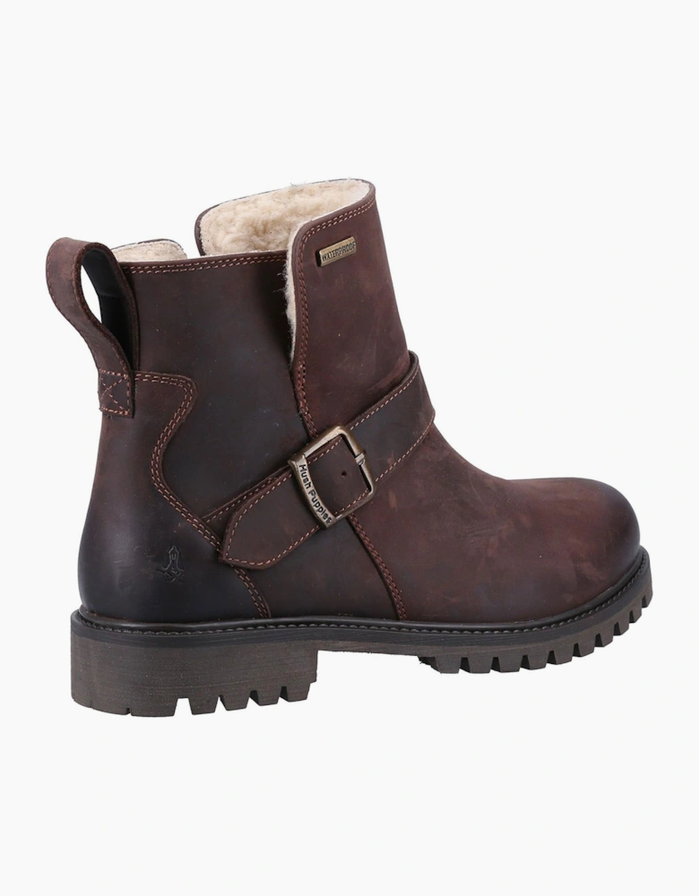 Hush Puppies Mini Wakely Waterproof Junior Girls Ankle Boots Brown