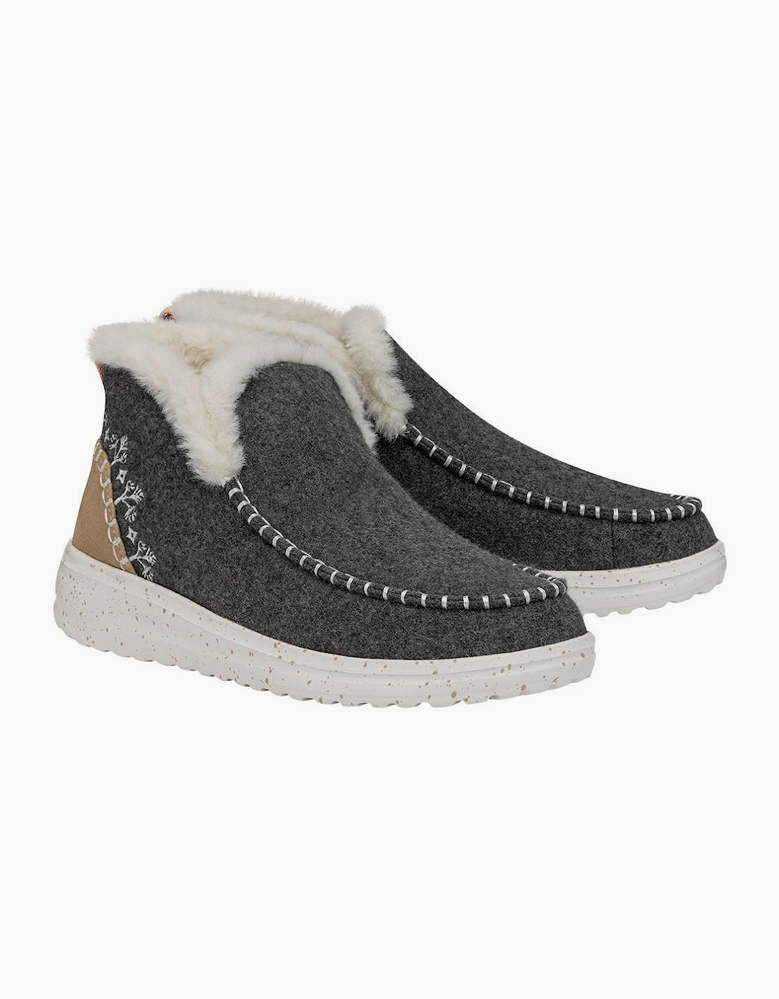 Hey Dude Denny Wool Faux Shearling Boots Womens Grey