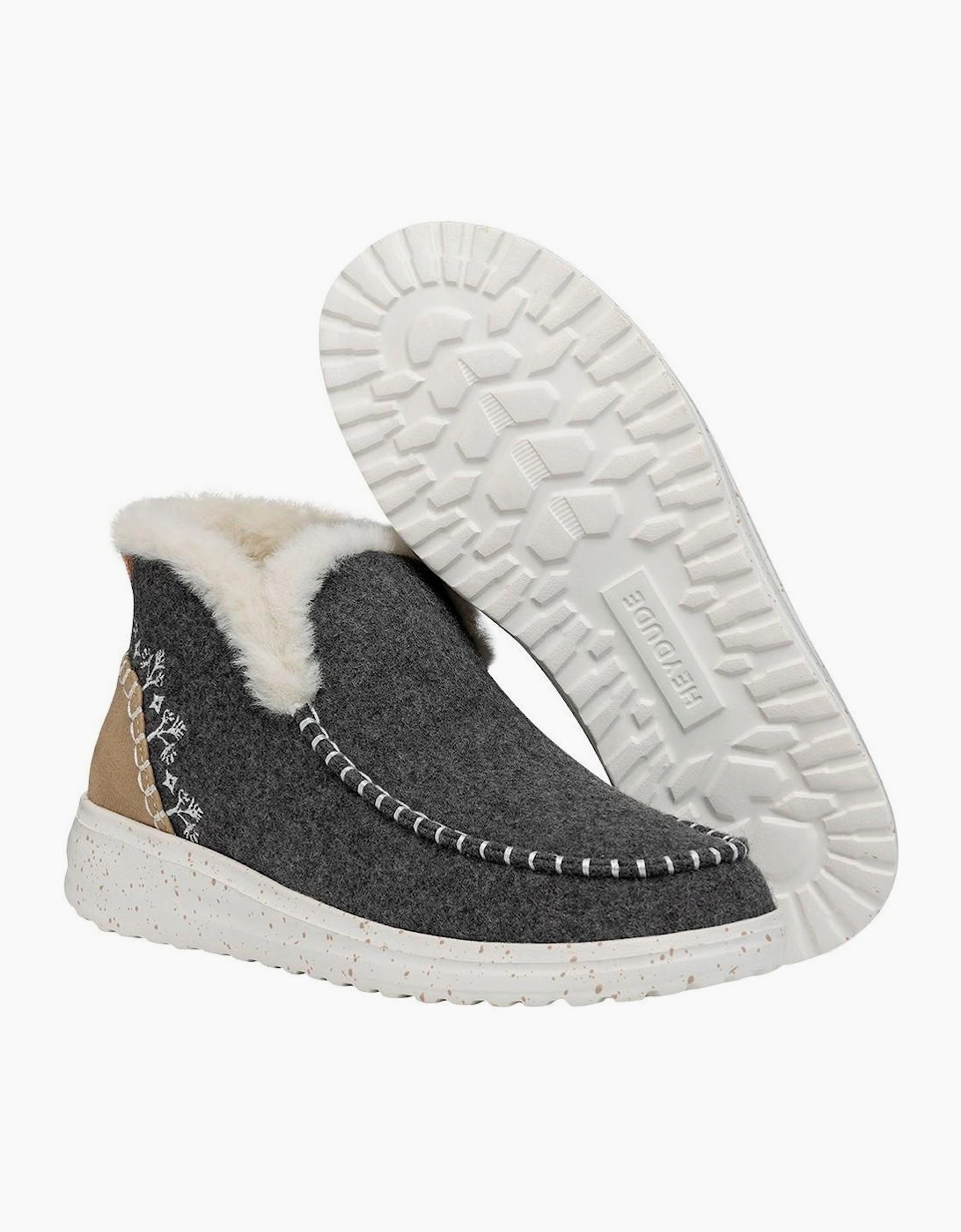 Hey Dude Denny Wool Faux Shearling Boots Womens Grey