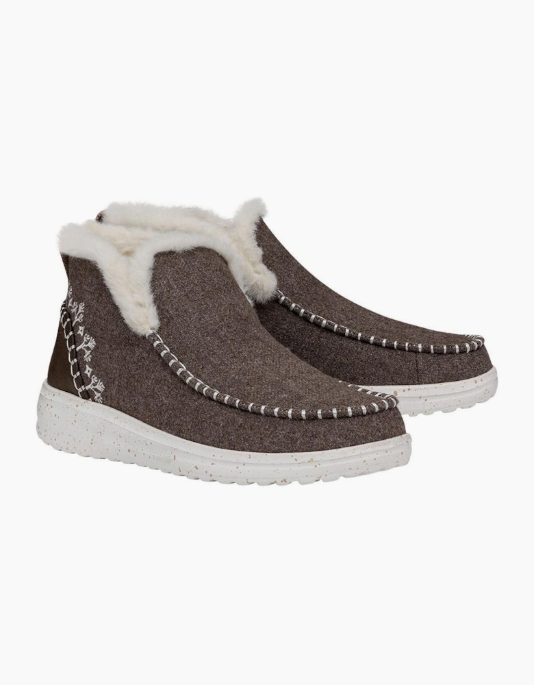 Hey Dude Denny Wool Faux Shearling Boots Womens Walnut