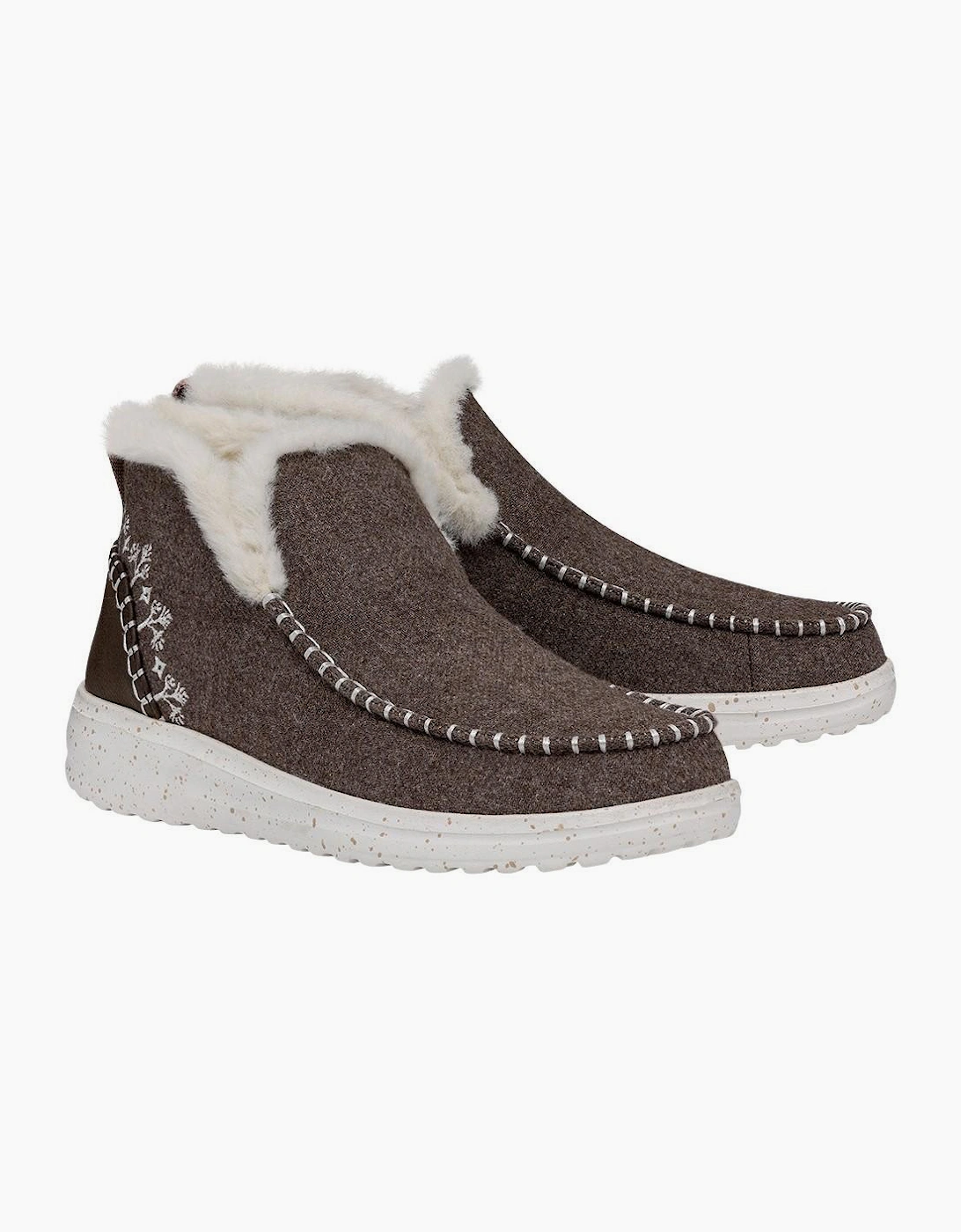 Hey Dude Denny Wool Faux Shearling Boots Womens Walnut