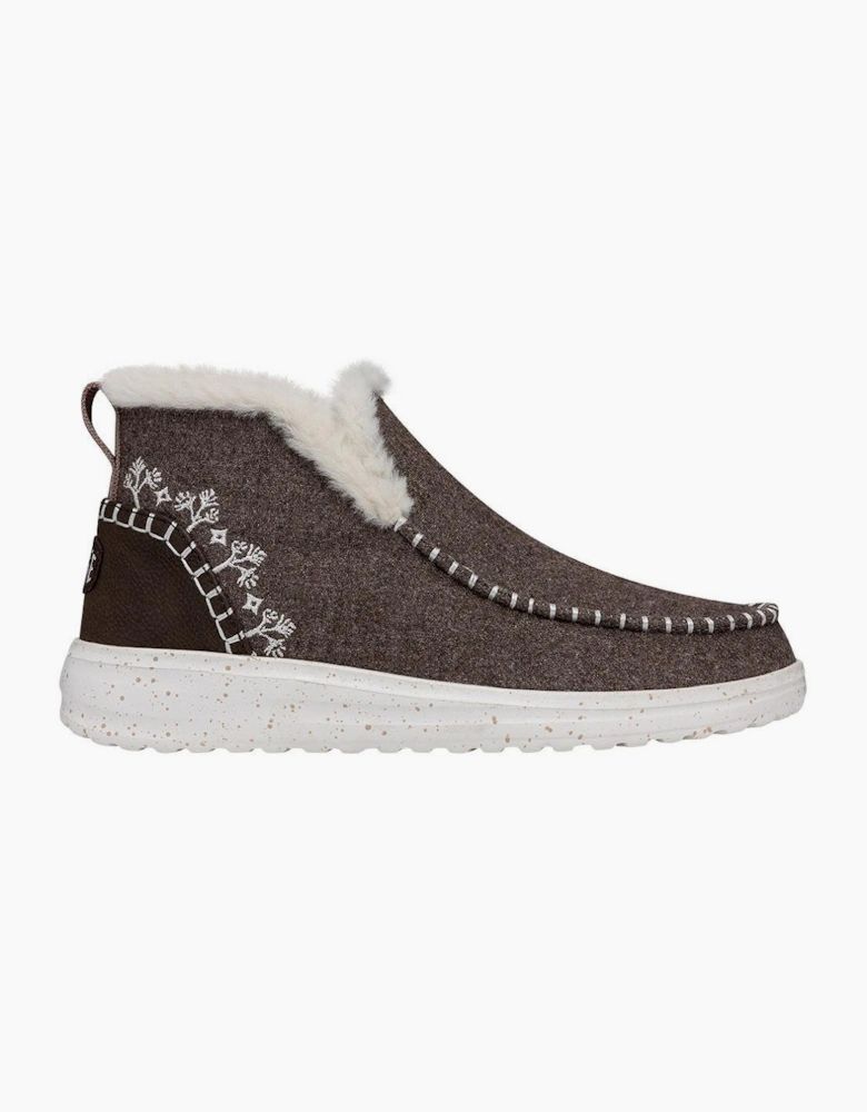 Hey Dude Denny Wool Faux Shearling Boots Womens Walnut