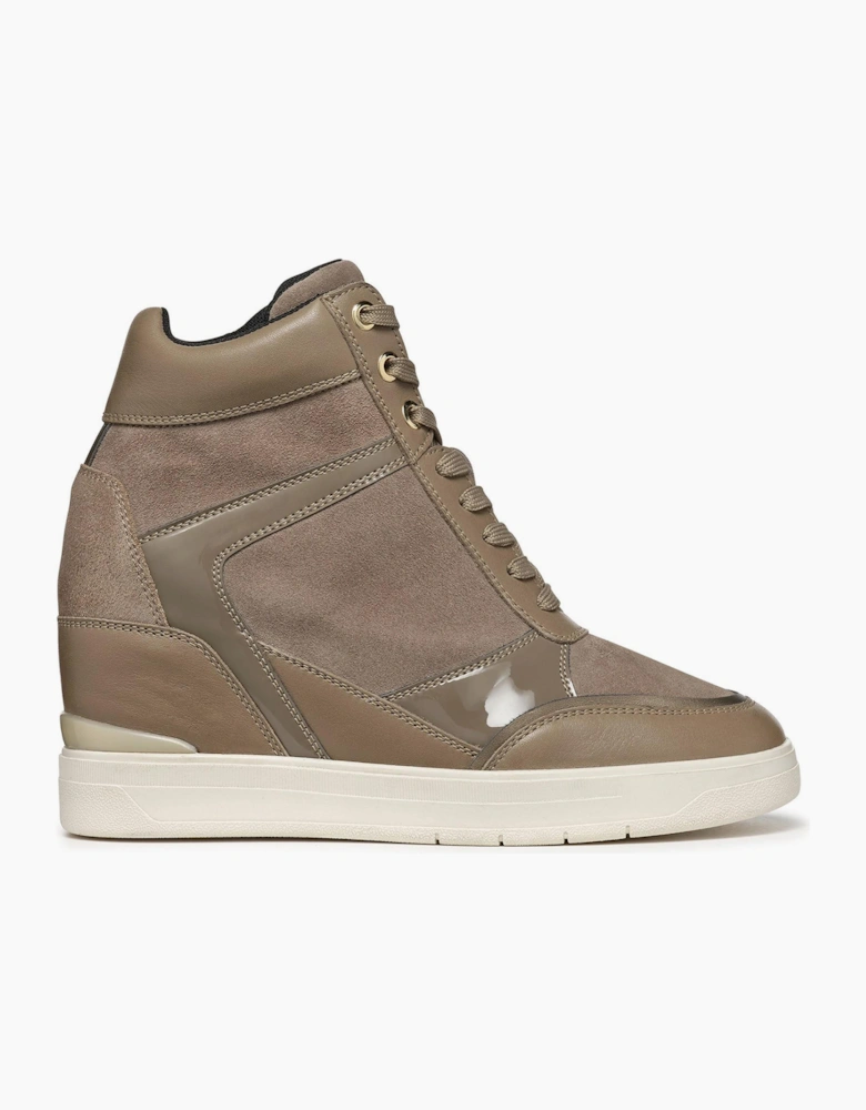 Geox Maurica Womens Wedge Trainers Dark Taupe