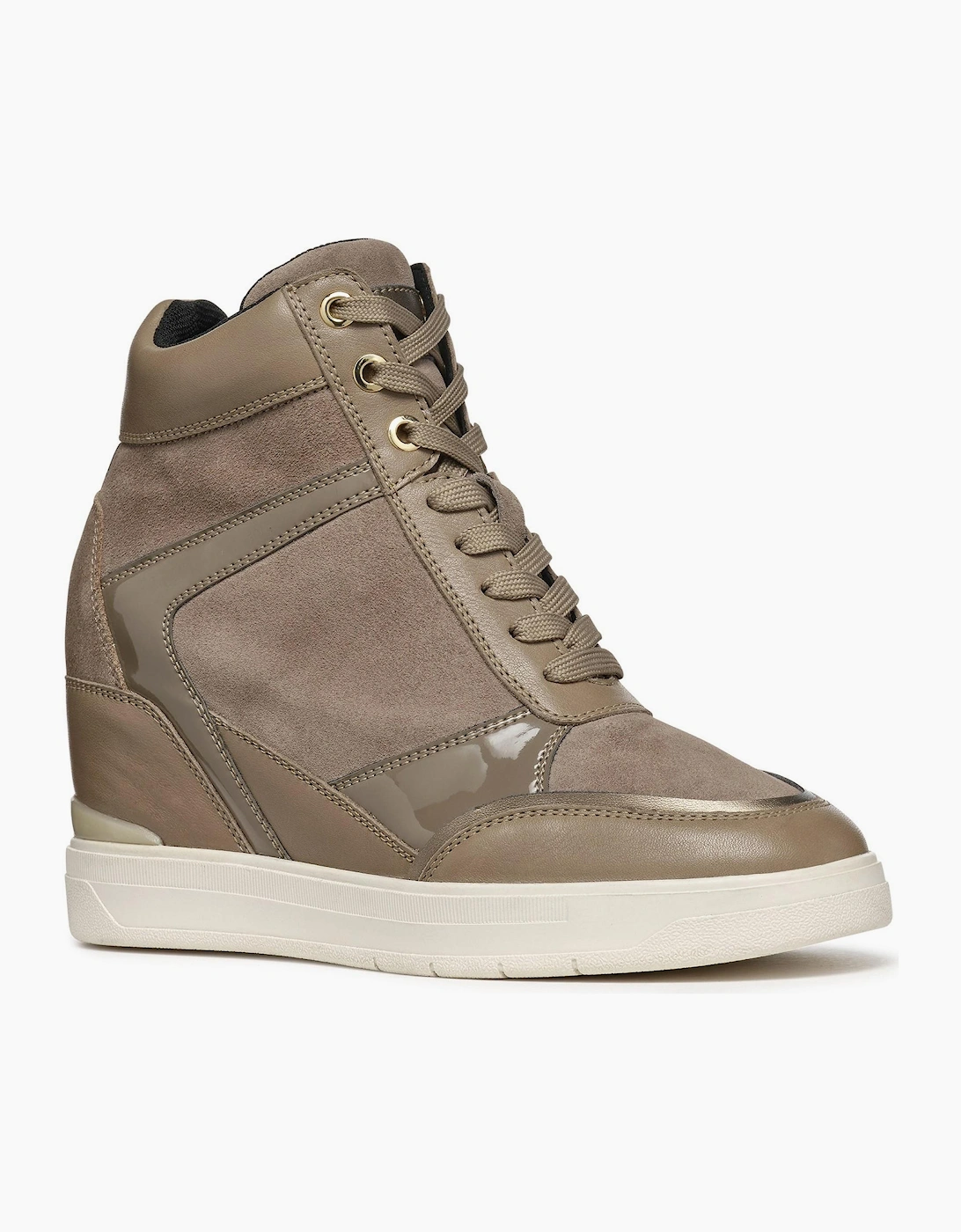 Geox Maurica Womens Wedge Trainers Dark Taupe