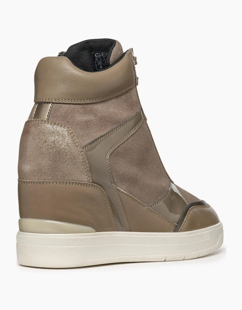 Geox Maurica Womens Wedge Trainers Dark Taupe
