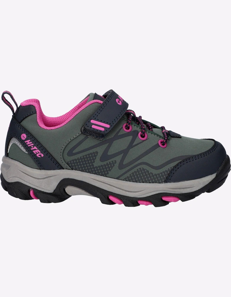 Hi-Tec Blackout Low Boots Junior Dark Forest/India Ink/Pink