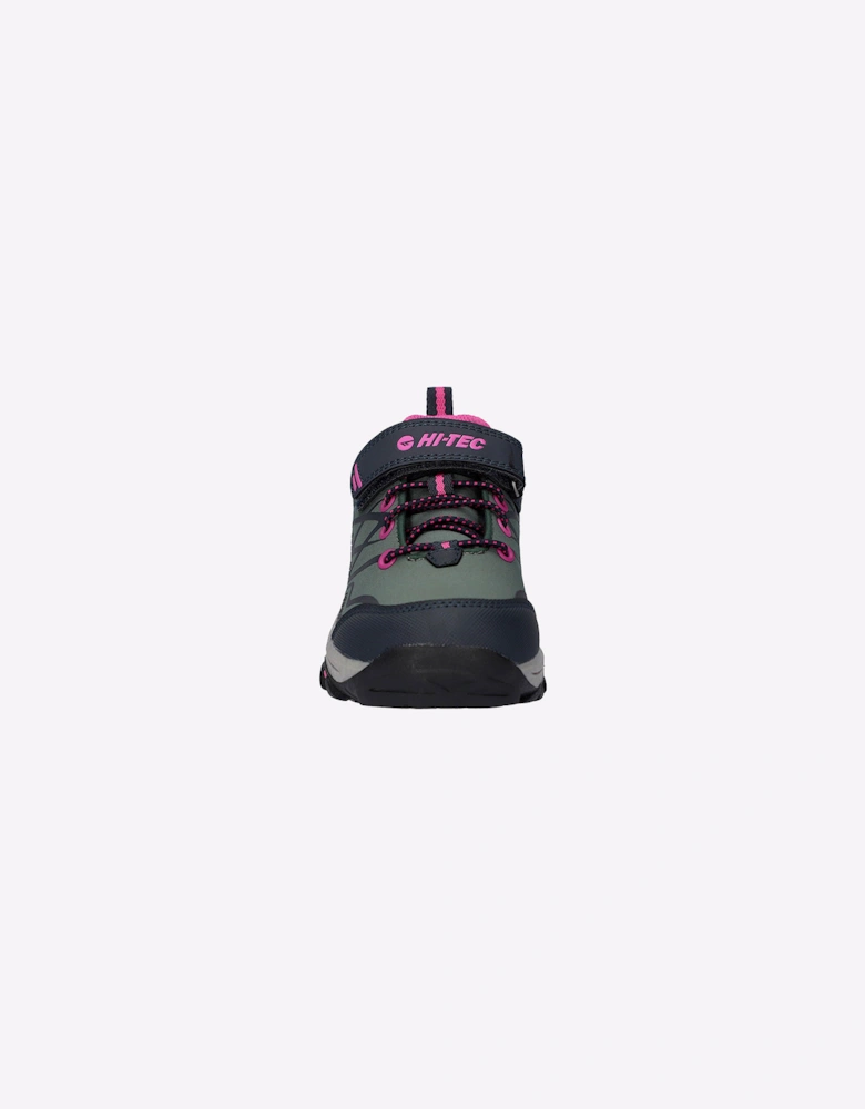 Hi-Tec Blackout Low Boots Junior Dark Forest/India Ink/Pink
