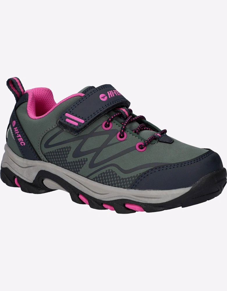 Hi-Tec Blackout Low Boots Junior Dark Forest/India Ink/Pink