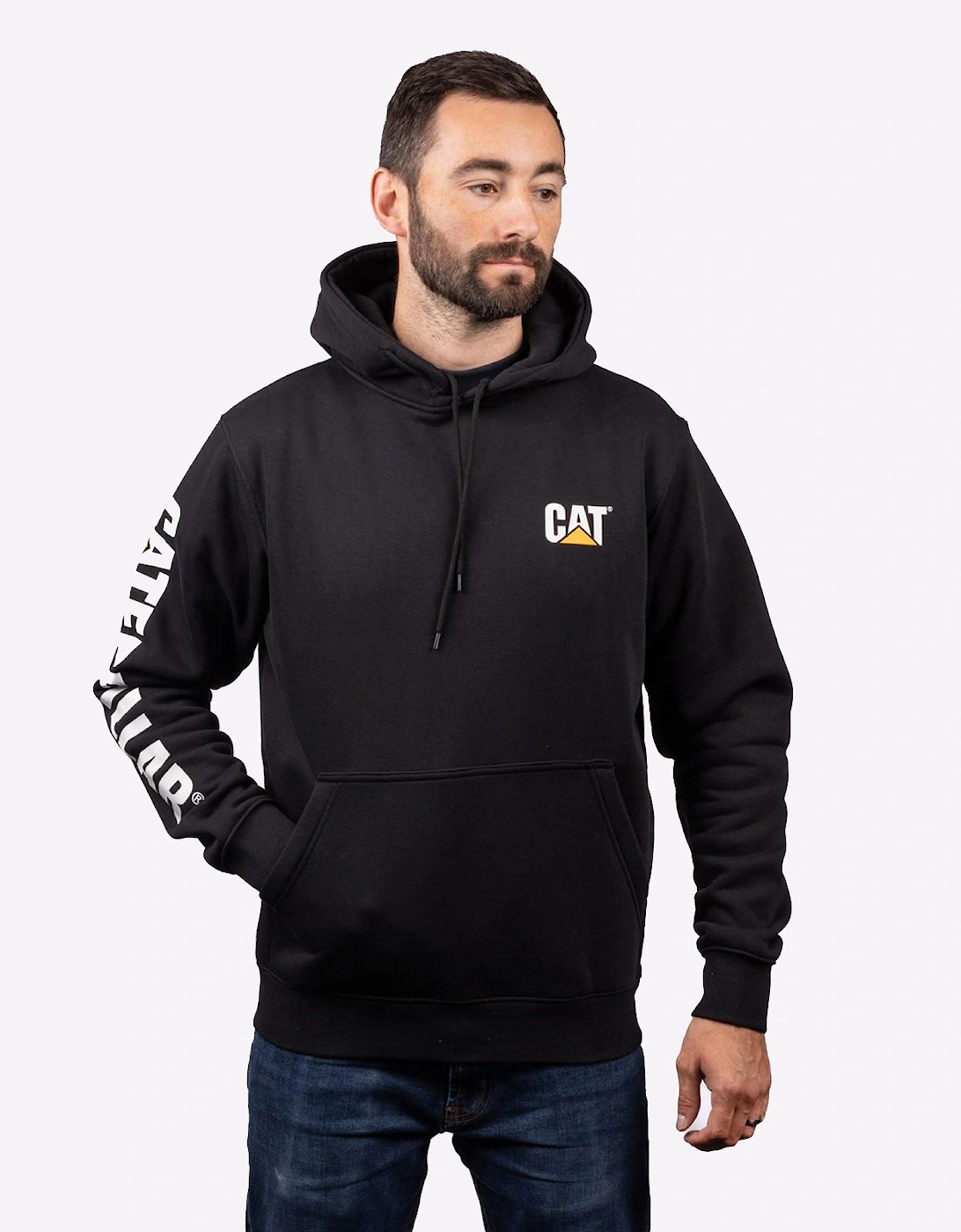 Caterpillar Trademark Banner Hoodie Sweatshirt Mens Black