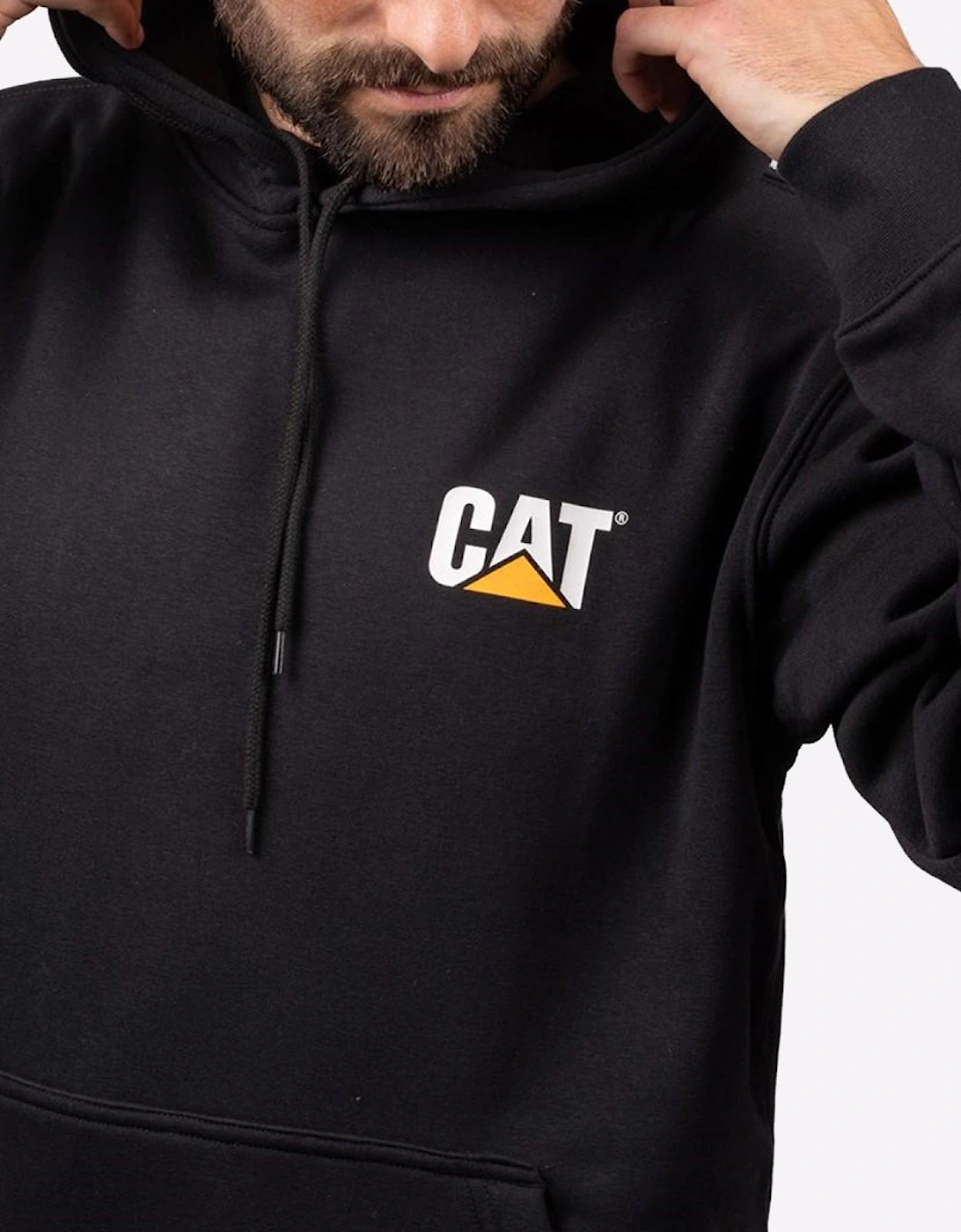 Caterpillar Trademark Banner Hoodie Sweatshirt Mens Black