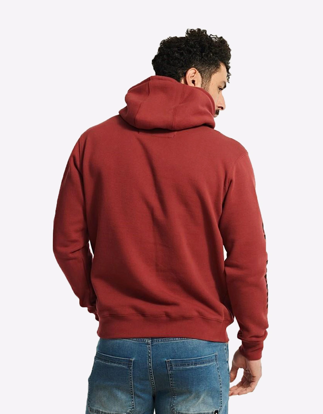 Caterpillar Trademark Banner Hoodie Sweatshirt Mens Brick