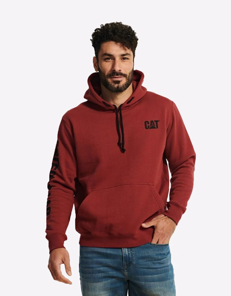 Caterpillar Trademark Banner Hoodie Sweatshirt Mens Brick