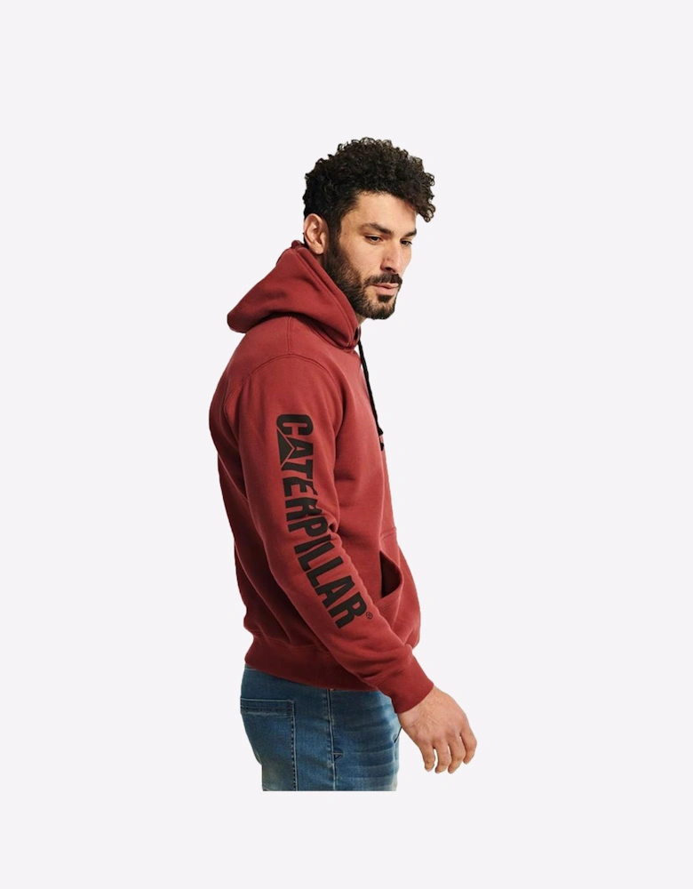 Caterpillar Trademark Banner Hoodie Sweatshirt Mens Brick