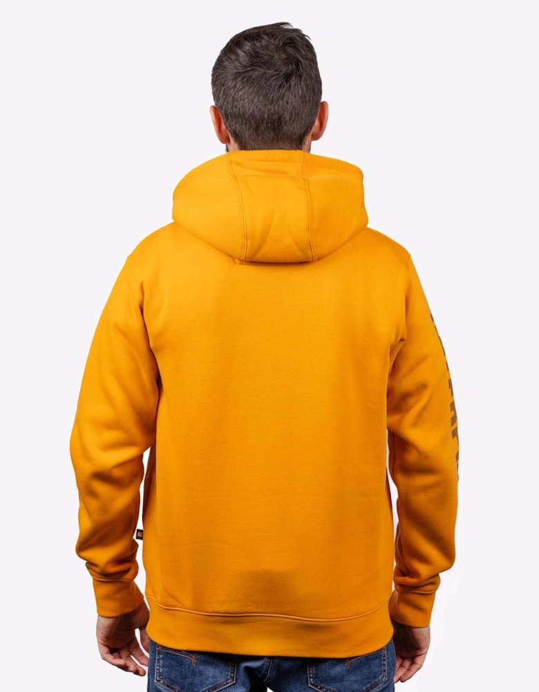 Caterpillar Trademark Banner Hoodie Sweatshirt Mens Yellow