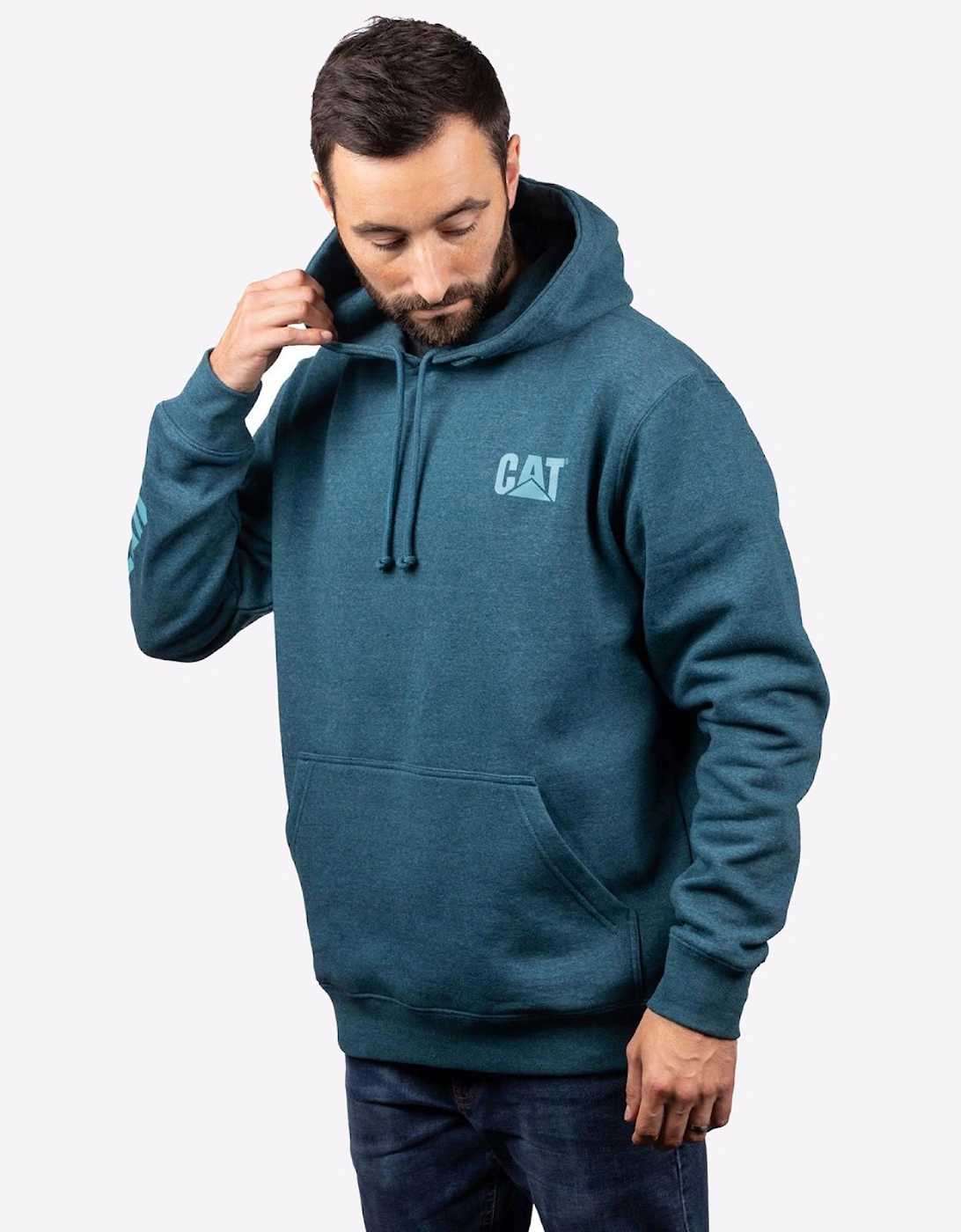 Caterpillar Trademark Banner Hoodie Sweatshirt Mens Mallard