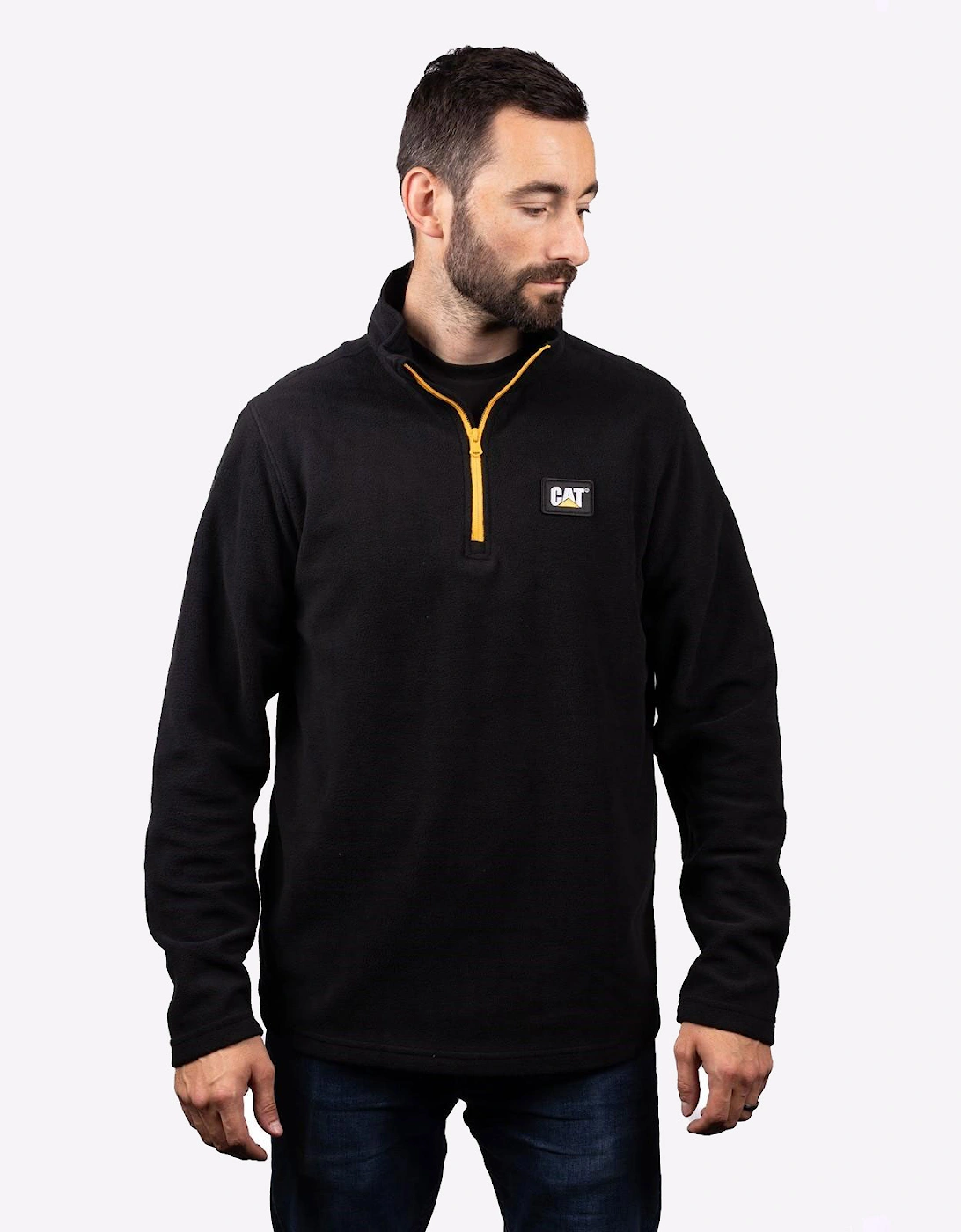 Caterpillar Microfleece Quarter Zip Mens Black/Yellow