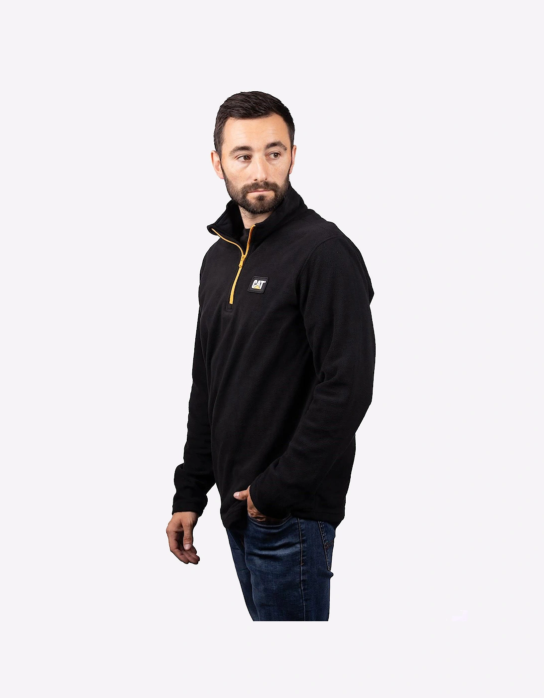 Caterpillar Microfleece Quarter Zip Mens Black/Yellow