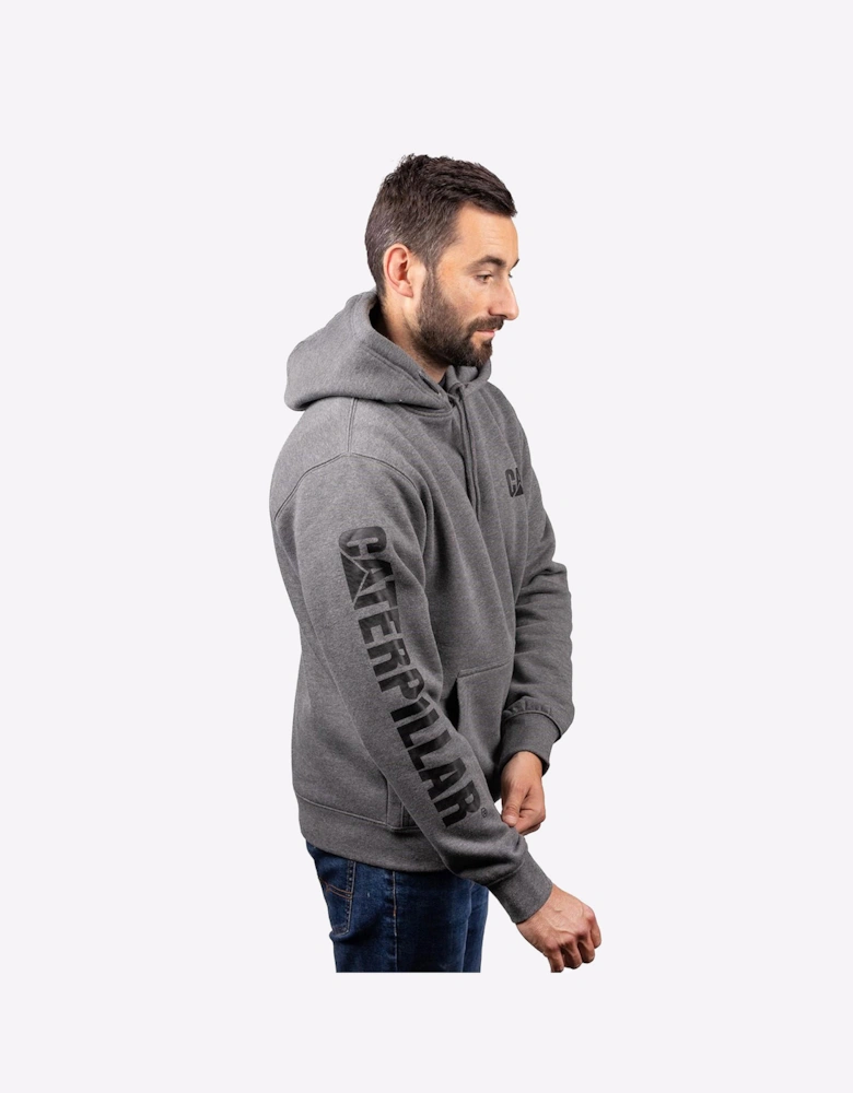Caterpillar Trademark Banner Hoodie Sweatshirt Mens Dark Grey