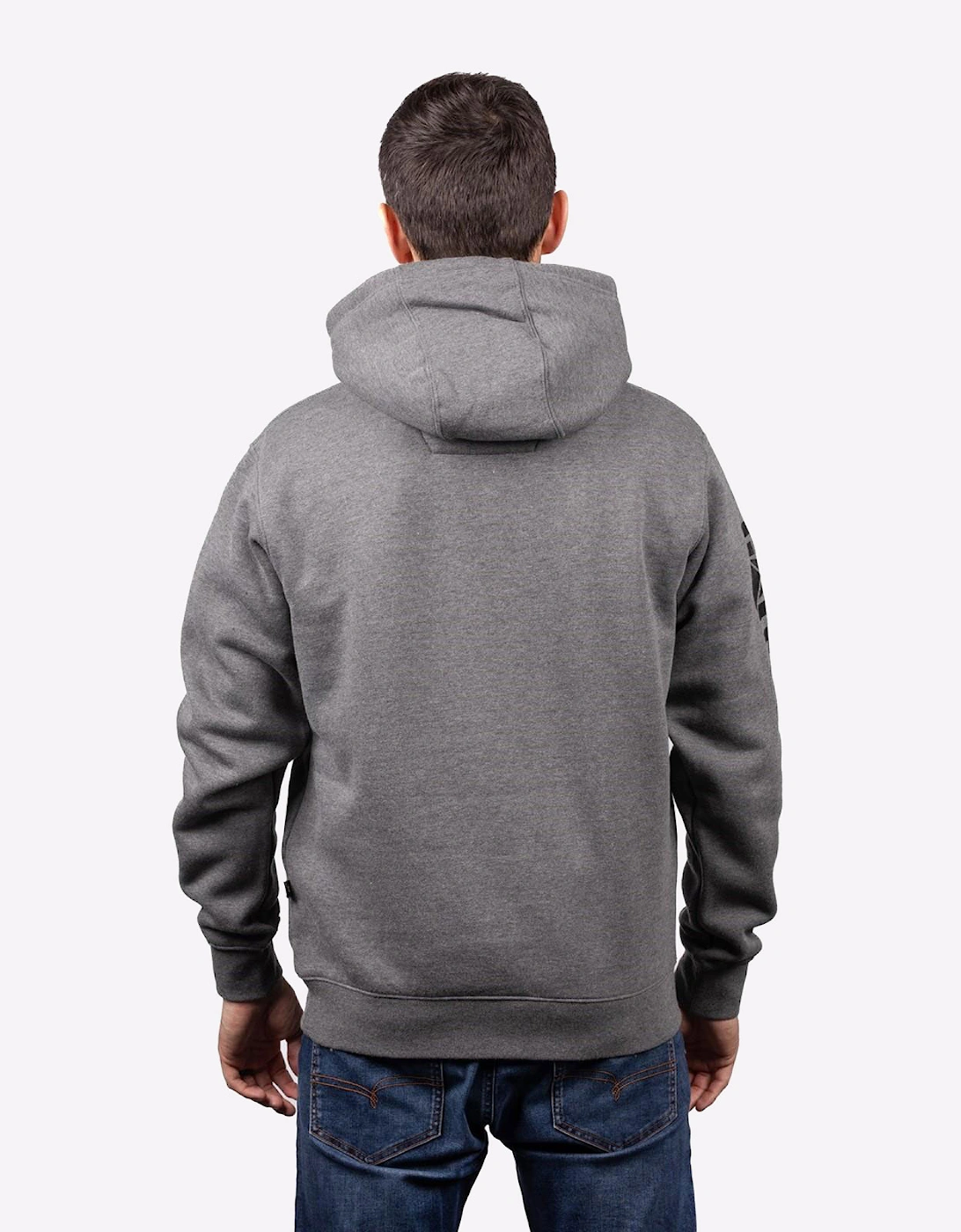 Caterpillar Trademark Banner Hoodie Sweatshirt Mens Dark Grey