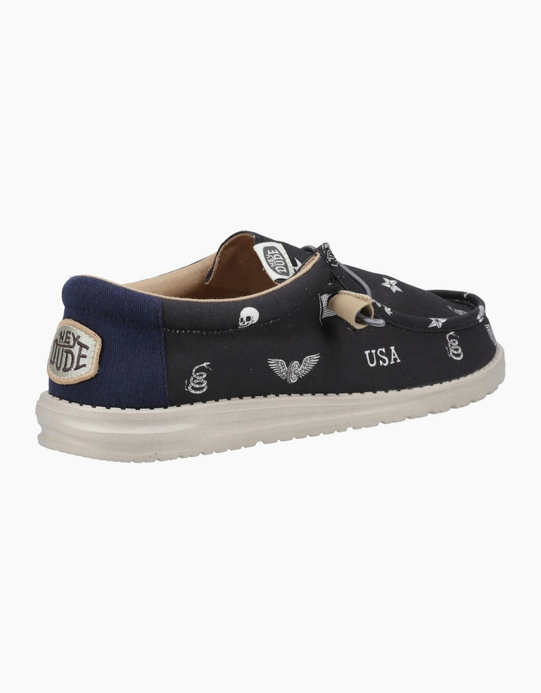 Hey Dude Wally Stars n Skulls Mens Black