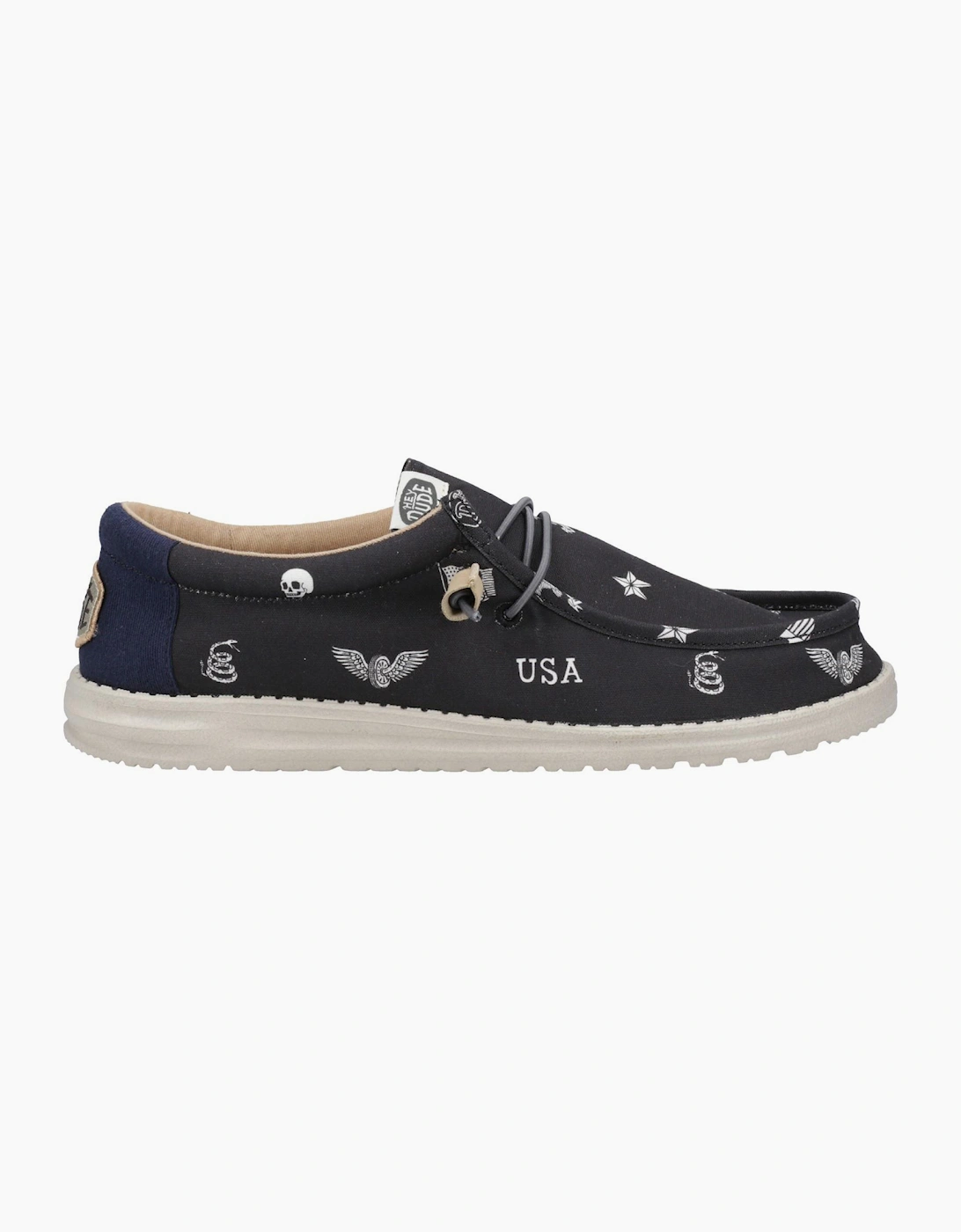 Hey Dude Wally Stars n Skulls Mens Black