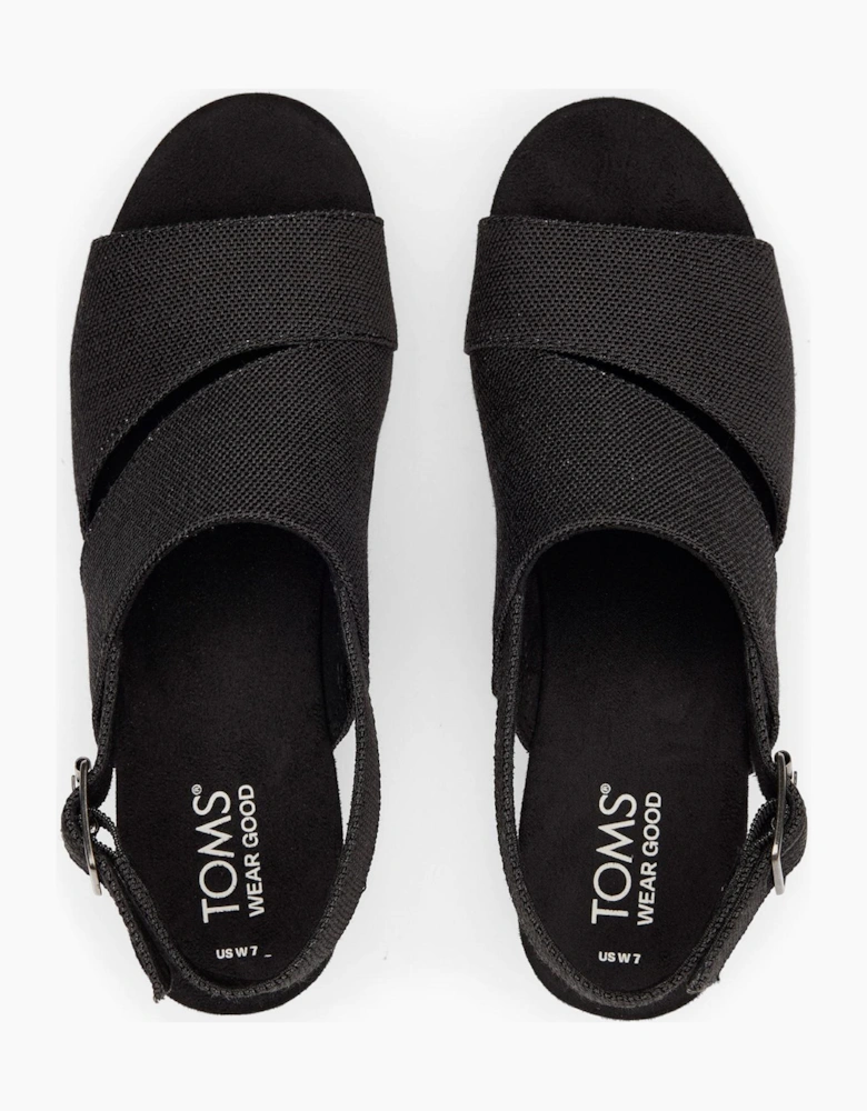 Toms Claudine Womens Wedge Sandals Black