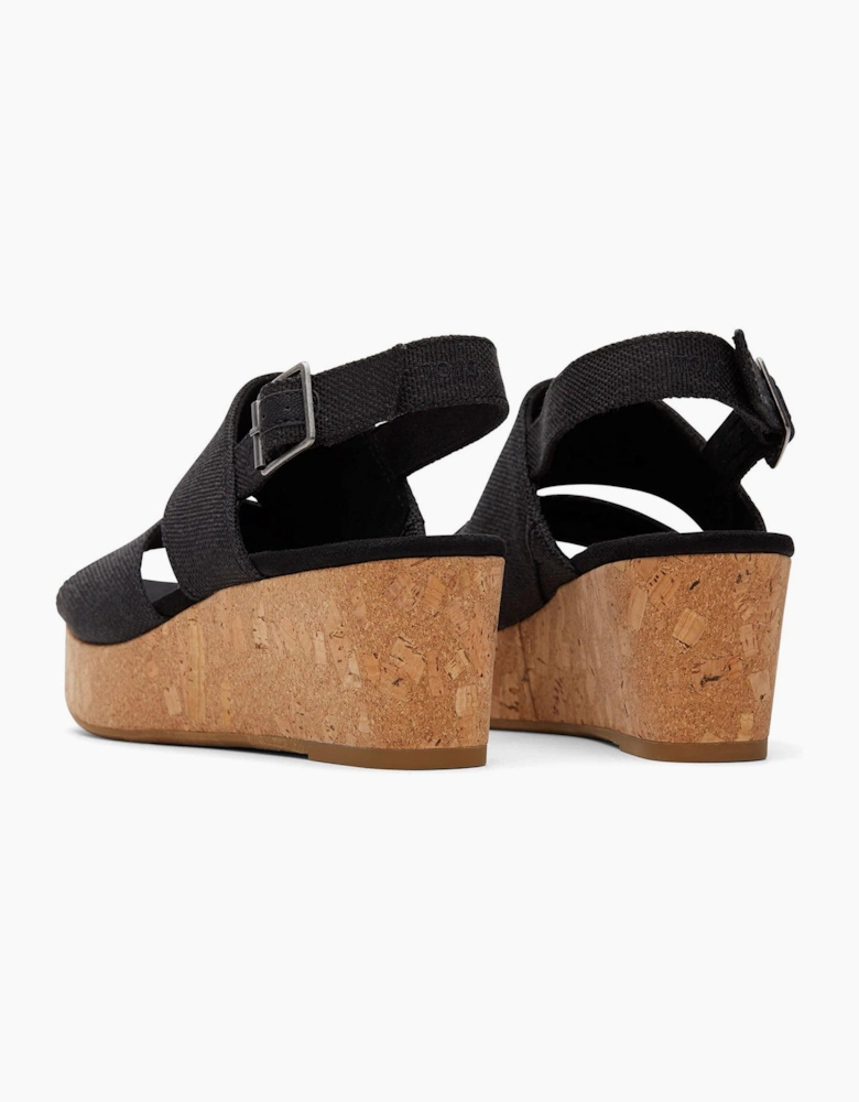 Toms Claudine Womens Wedge Sandals Black