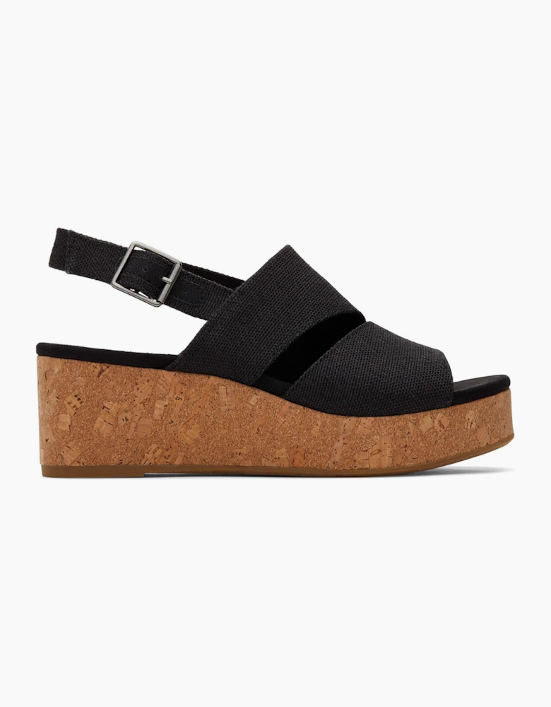 Toms Claudine Womens Wedge Sandals Black