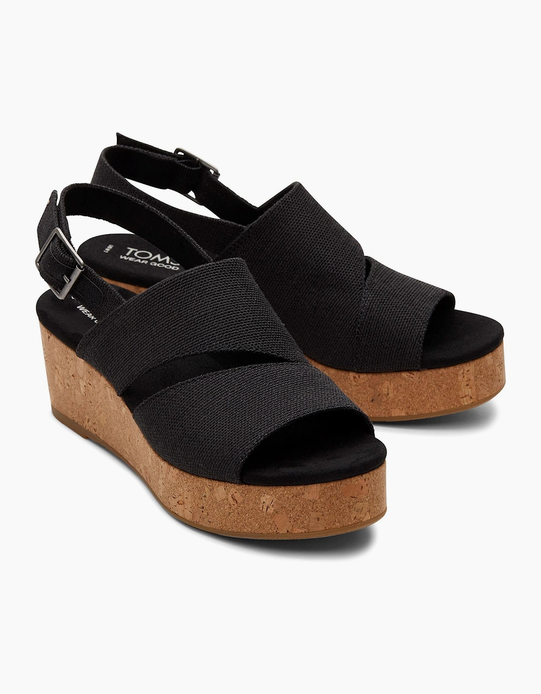 Toms Claudine Womens Wedge Sandals Black