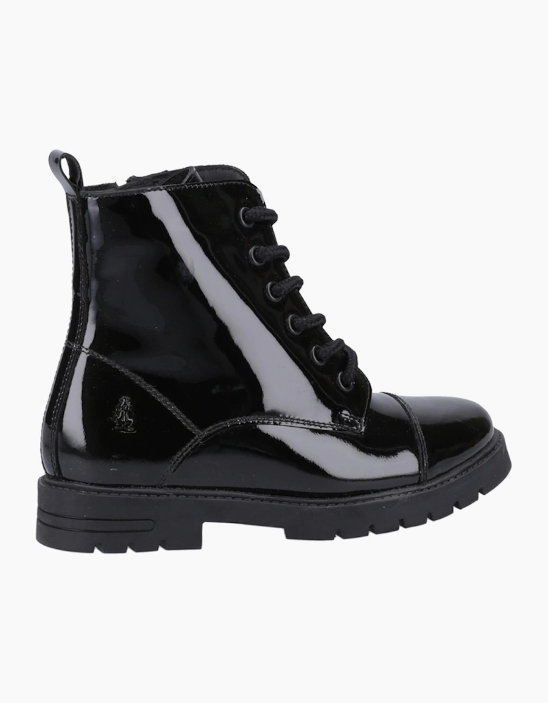 Hush Puppies Lauren Patent Kid Girls Boots Black