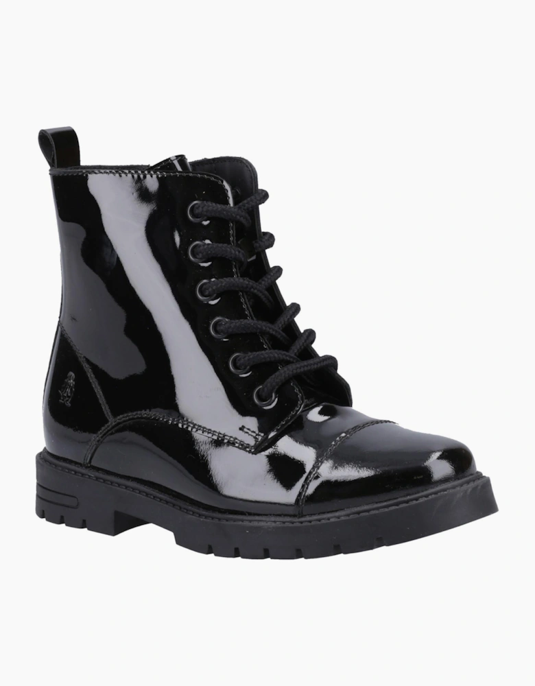 Hush Puppies Lauren Patent Kid Girls Boots Black