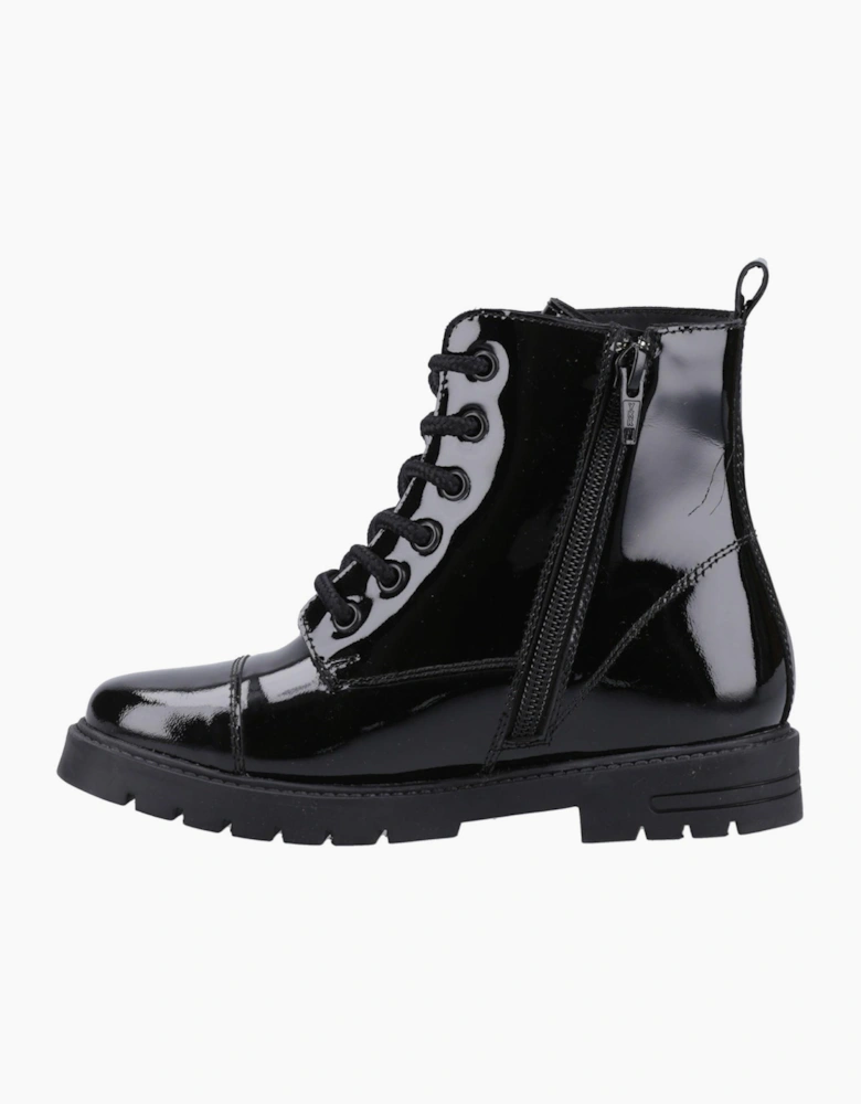 Hush Puppies Lauren Patent Kid Girls Boots Black