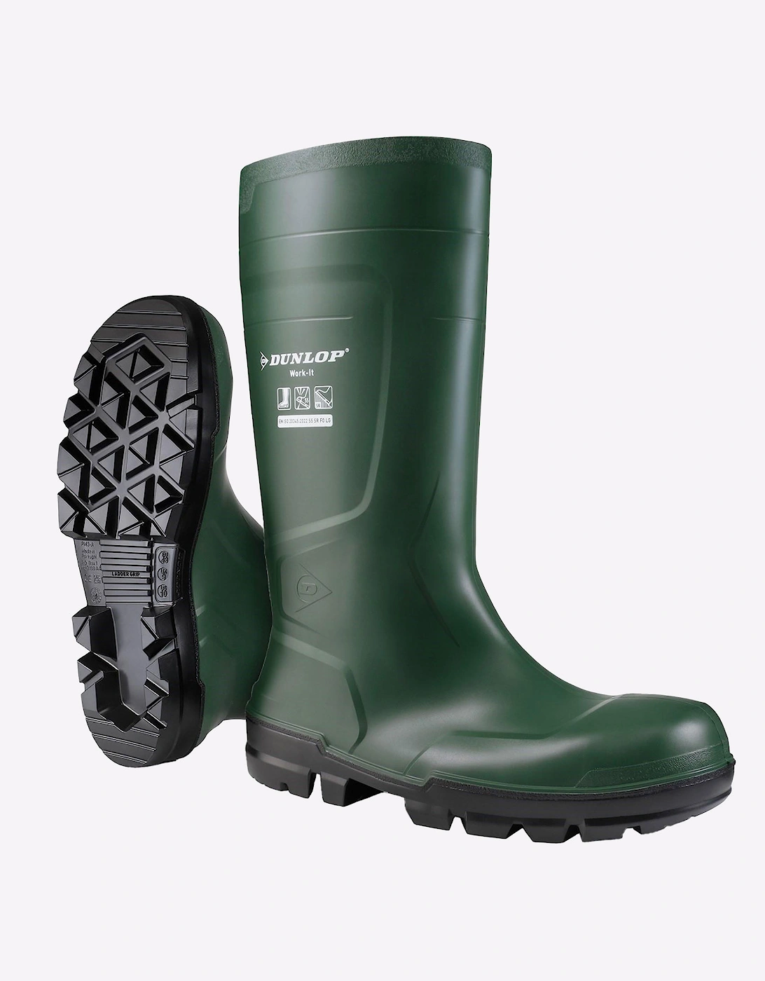 Dunlop Work-It Full Safety Waterproof Wellington Mens Green