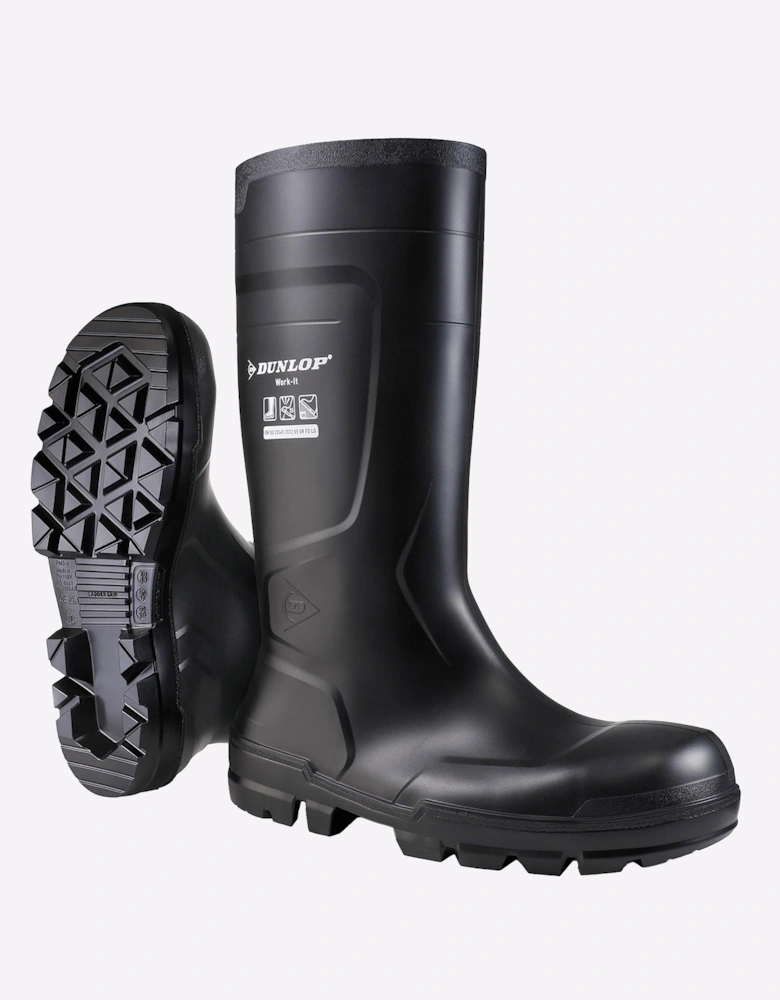 Dunlop Work-It Full Safety Waterproof Wellington Mens Black