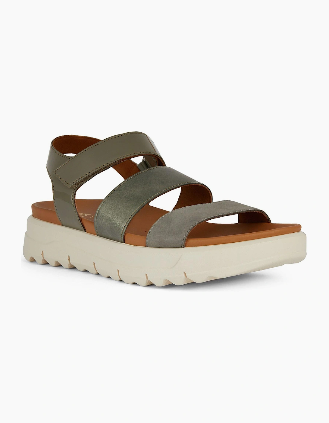 Geox Xand 2.1 Womens Leather Sandals Sage/Dark Green