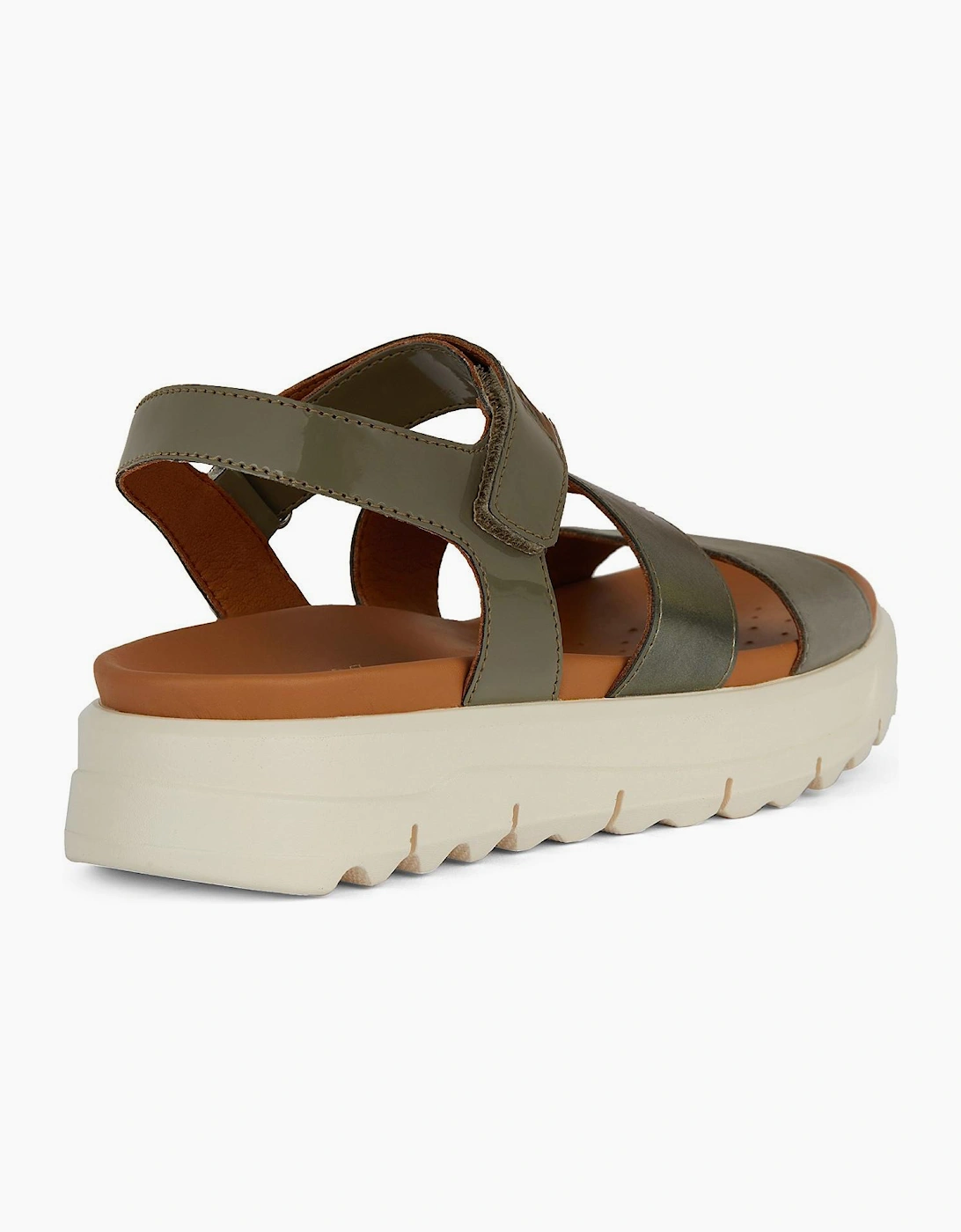 Geox Xand 2.1 Womens Leather Sandals Sage/Dark Green